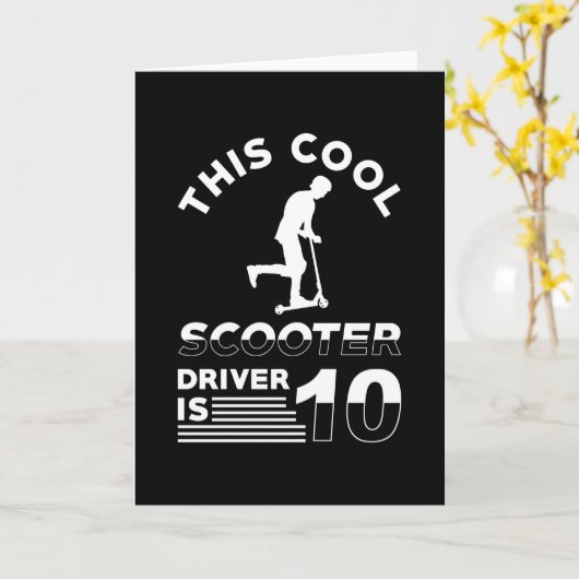 Scooter Birthday 10 jaar oud Kaart (Gele Bloem)