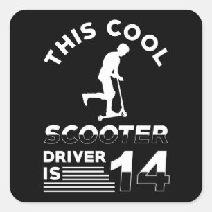 Scooter Birthday 14 jaar oud Vierkante Sticker