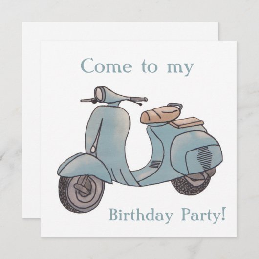 Scooter Birthday-uitnodiging Kaart (Voorkant / Achterkant)