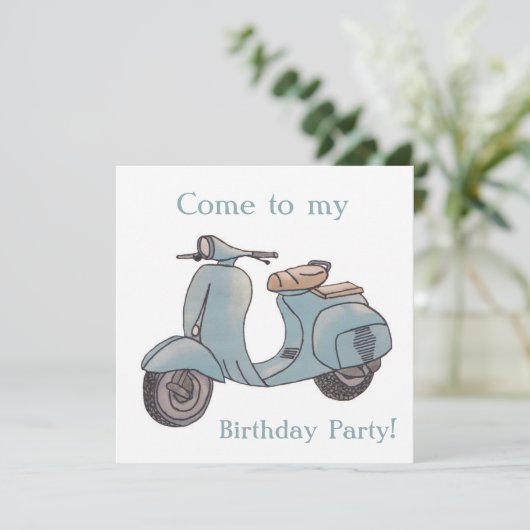 Scooter Birthday-uitnodiging Kaart (Staand voorkant)