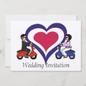 Scooter Boy en Girl mod hart Uitnodigingen (Voorkant)
