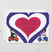 Scooter Boy en Girl mod hart Uitnodigingen (Achterkant)