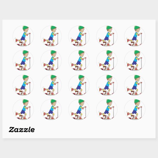 Scooter Boy Ronde Sticker (Vel)