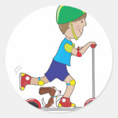 Scooter Boy Ronde Sticker (Voorkant)