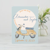 Scooter Bruiloft Italië Uitnodiging (Staand voorkant)