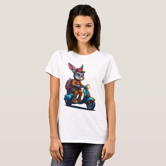 Scooter Bunny Retro T-Shirt (Voorkant volledig)