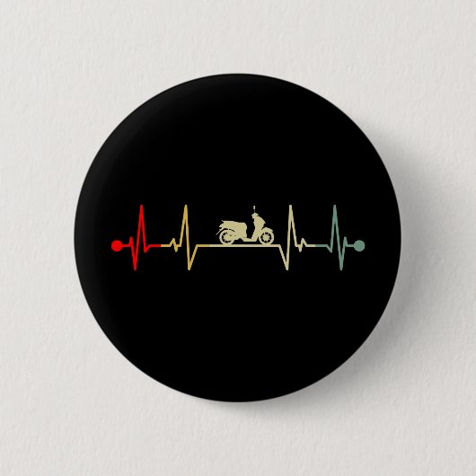 Scooter Driver Electric Scooter Heartbeat Retro Ronde Button 5,7 Cm (Voorkant)