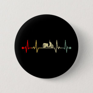 Scooter Driver Electric Scooter Heartbeat Retro Ronde Button 5,7 Cm