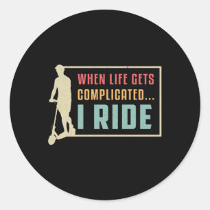 Scooter Driver I Ride Escooter Stunt Retro  Ronde Sticker