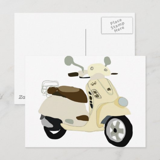 scooter funky digitale illustratie briefkaart (Voorkant / Achterkant)