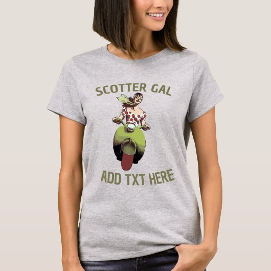 Scooter Gal, voeg tekst T-Shirt toe (Voorkant)