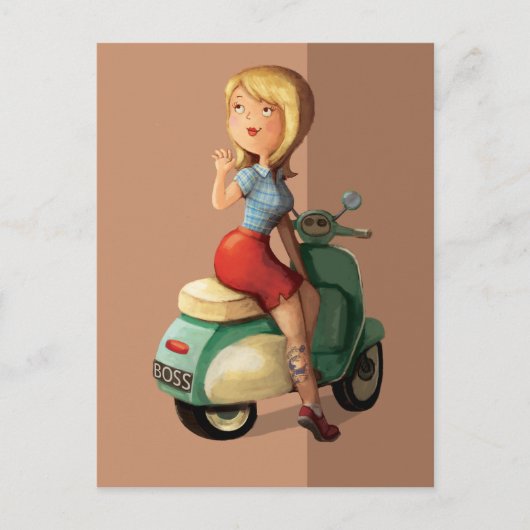 Scooter Girl Briefkaart (Voorkant)