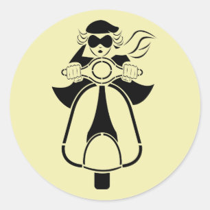 Scooter Girl Ronde Sticker