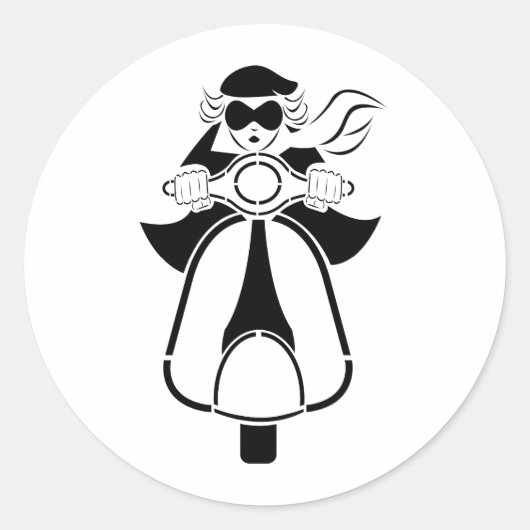 Scooter Girl Ronde Sticker (Voorkant)