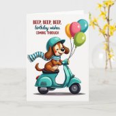 Scooter Hond Verjaardagskaart Kaart (Gele Bloem)
