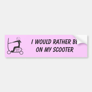 scooter, ik zou liever op mijn scooter zitten. bumpersticker