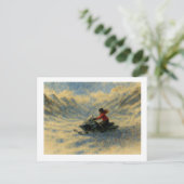 Scooter in de bergen, briefkaart (Staand voorkant)