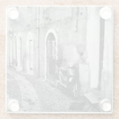 Scooter in een straat in Italië, zwart-wit Glazen Onderzetter (Achterkant)