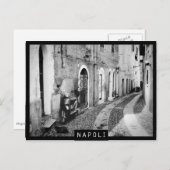 Scooter in een straat in Napels, zwart-wit Briefkaart (Voorkant / Achterkant)