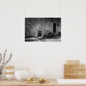 Scooter in zwart en wit poster (Keuken)