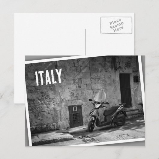 Scooter in zwart-wit briefkaart (Voorkant / Achterkant)