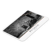 Scooter in zwart-wit in Puglia Magneet (Linkerzijde)