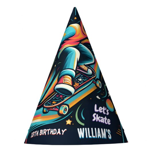 Scooter Jump Zone Skateboarden 13e verjaardag Feesthoedjes (Voorkant)