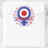 Scooter Meisje ontwerp op doel achtergrond Ronde Sticker (Tas)