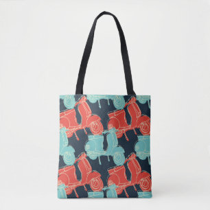 scooter met kleurige handtekenmotor tote bag