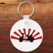 Scooter met stijgende zonneachtergrond sleutelhanger (Voorkant)