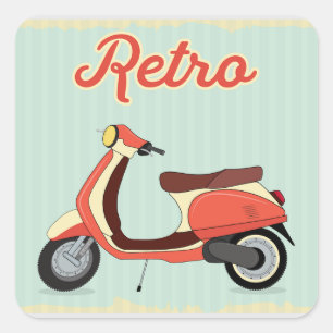 Scooter-ontwerp Retro Vierkante Sticker