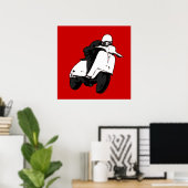 Scooter Racer grijs zwart, groot afdrukken Poster (Thuiskantoor)