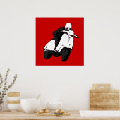 Scooter Racer grijs zwart, groot afdrukken Poster (Keuken)