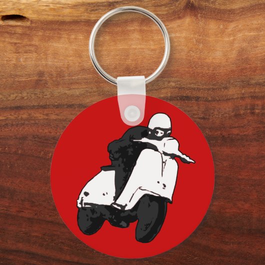 Scooter Racer grijs zwart Sleutelhanger (Voorkant)