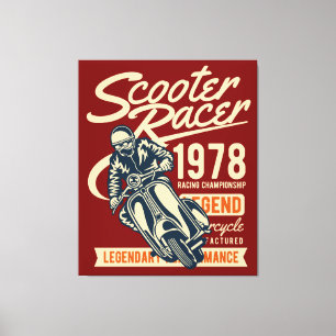Scooter Racer  Retro Stijl Canvas Afdruk