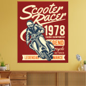 Scooter Racer Retro Stijl Canvas Afdruk (Insitu (Woonkamer))