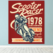 Scooter Racer Retro Stijl Canvas Afdruk (Insitu (Houten vloer))