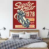 Scooter Racer Retro Stijl Canvas Afdruk (Insitu (Slaapkamer))