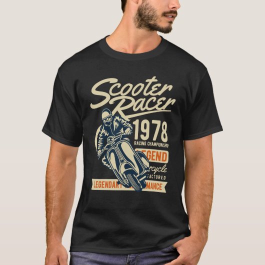 Scooter Racer Retro Stijl T-shirt (Voorkant)