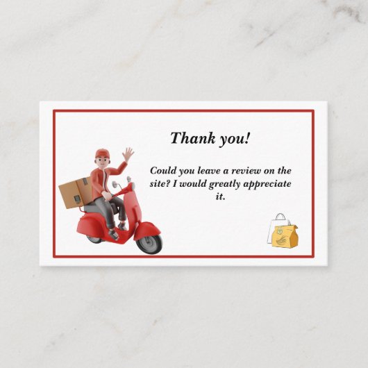 Scooter Red Delivery Driver Dank u Visitekaartje (Voorkant)