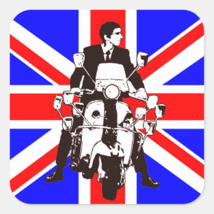 Scooter Rider met Union Jack vierkante stickers
