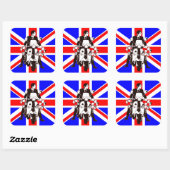 Scooter Rider met Union Jack vierkante stickers (Vel)