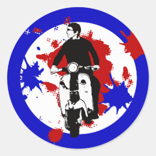 Scooter Rider op verf splash mod doel art Ronde Sticker