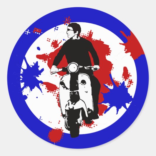 Scooter Rider op verf splash mod doel art Ronde Sticker (Voorkant)