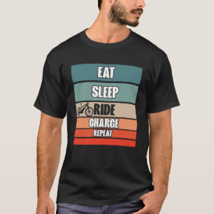 Scooter Rider Retro Eat Slaap Ride Charge Herhalen T-shirt
