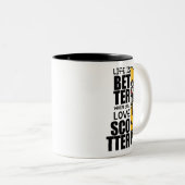 Scooter Riding Goat T-shirt Tweekleurige Koffiemok (Voorkant rechts)