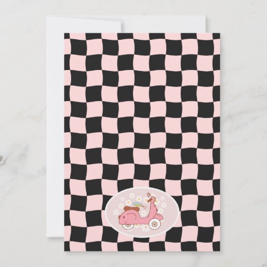 Scooter Roze Jonge Wild en Drie 3e verjaardag Kaart (Achterkant)