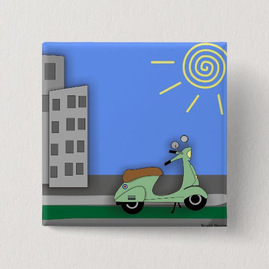 Scooter-scape Badge Vierkante Button 5,1 Cm (Voorkant)