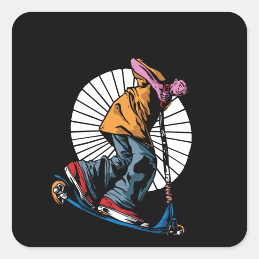 Scooter Stunt Stunts Kick Scooter Gift Vierkante Sticker (Voorkant)
