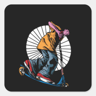 Scooter Stunt Stunts Kick Scooter Gift Vierkante Sticker